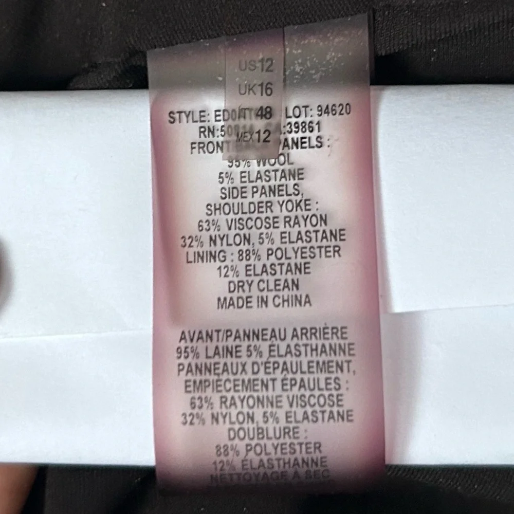 Elie Tahari Womens Wool Blend Sheath Career Dress blue  Black Zip front - Picture 3 of 13